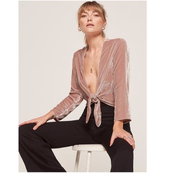 Reformation Sweaters - Reformation Velvet Fez Serenade top